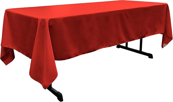 LA Linen Polyester Poplin Washable Rectangular Tablecloth, Stain and Wrinkle Resistant Table Cover 60x108, Fabric Table Cloth for Dinning, Kitchen, Party, Holiday 60 by 108-Inch, Red