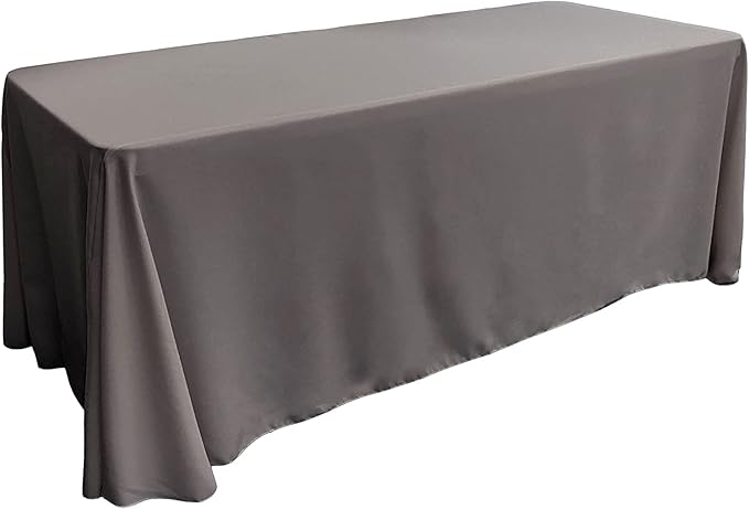 LA Linen Polyester Poplin Washable Rectangular Tablecloth, Stain and Wrinkle Resistant Table Cover 90x132, Fabric Table Cloth for Dinning, Kitchen, Party, Holiday 90 by 132-Inch, Charcoal