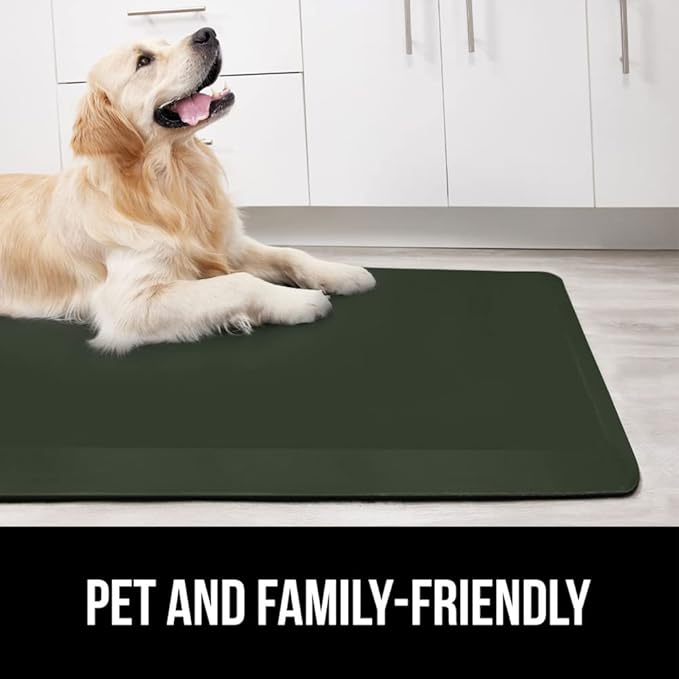 GORILLA GRIP Comfortable Cushioned Kitchen Mats for Floor, 48x20, Waterproof and Stain Resistant Soft Top, 3/4 Inch Thick Ergonomic Standing Desk Anti Fatigue Mat, Foam Supports Feet, Hunter Green