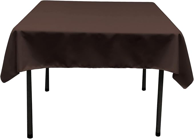 LA Linen Polyester Poplin Washable Square Tablecloth, Stain and Wrinkle Resistant Table Cover 58x58, Fabric Table Cloth for Dinning, Kitchen, Party, Holiday 58 by 58-Inch, Brown