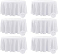 Fokitut 6 Pack Waterproof Round Tablecloth, 132 Inch, Stain Resistant and Wrinkle Polyester Table Cloth, Fabric Table Cover for Kitchen Dining, Wedding, Party, Holiday Dinner-White