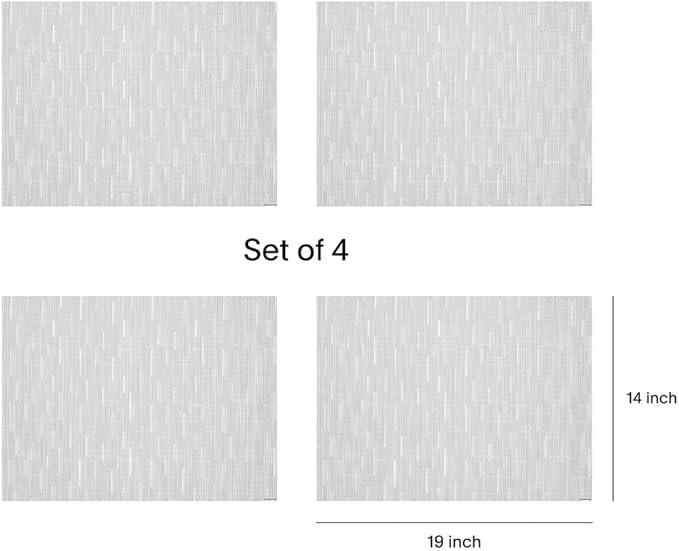 Chilewich Bamboo Placemats Set of 4 - Woven Rectangle Placemats - Reusable, Stain-Resistant, Indoor/Outdoor Tabletop Protection - 19" x 14" - Moonlight