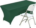 Spandex Table Cover 4 ft. Fitted Polyester Tablecloth Stretch Table Cover Table Topper Open Back - Emerald Green