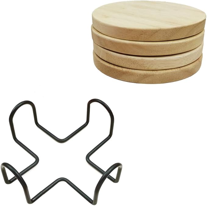 Personalized Monogram Coasters, Custom Engraved Wooden Coasters for Drinks, Great Gifts (Set of 4)