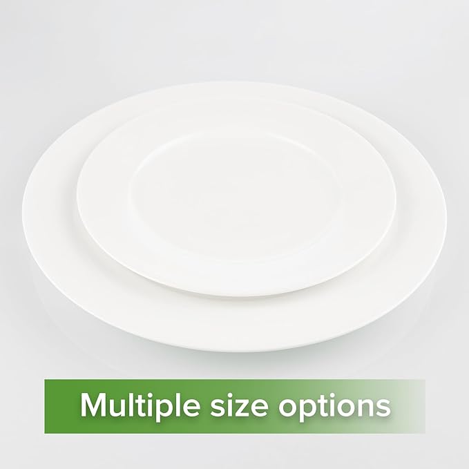Fine Bone China Dessert Plates 6-Piece, Cake Plate, Side Plate 8 Inches, Fine Glaze With Pure White Color Sturdy and Durable, Thin Thickness and Light Weight, Microwave and Dishwasher Safe