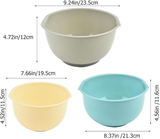 TOYANDONA Kitchen Mixing Bowls Set of 3 Plastic Reusable Salad and Food Bowls Stackable for Meal Prep and Salad Mixing Random Color
