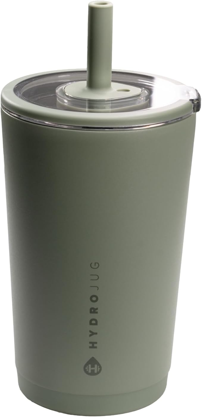 HydroJug Everyday Tumbler 14 oz – Ceramic-Lined Insulated Tumbler with Straw and Soft-Touch Lid, Cup Holder Friendly, Double-Wall Vacuum Insulation, Reusable Travel Cup – Courtyard