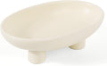 Luxurious Fruit Bowl Three-Legs Ceramic Fruit Bowl for Kitchen Counter, 10 Inch Fruit Basket Decorative Candy Bowl for Table Décor, Oval Large Bowls Key Bowl Home Table Décor (Crème 10 Inch)