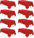 8 Pack Red Tablecloth 60 x 102 Inch Rectangular Valentine’s Day Table Cloth for 6 Foot Rectangle Tables, Wrinkle Resistant Washable Polyester Fabric Table Covers for Party Banquet Buffet and Camping