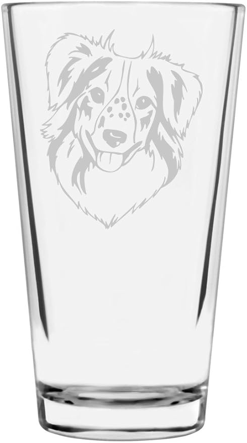 Miniature American Shepherd Custom Personalized Dog Themed Etched All Purpose 16oz Pint Glass