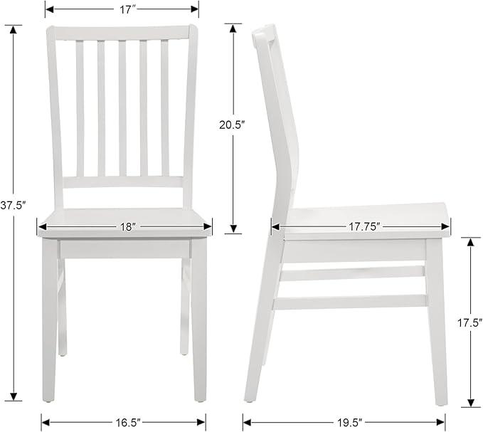 White Wooden Dining Chairs Set of 4, Farmhouse Dining Room & Kitchen Chair with High Back, Spindle Windsor Armless Side Chair for Living Room Dining Room Kitchen Restaurant Balcony