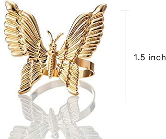 Decozen Set of 16 Gold Napkin Rings in Butterfly Design Festive Table Decor Setting for Holiday Wedding, Birthday, Kitchen, Home Decor Housewarming Gift - Mothers Day Decorations
