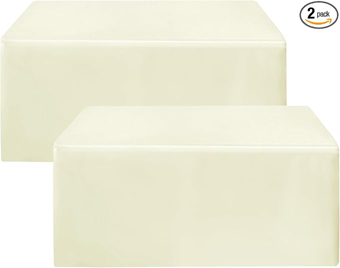 HolidayIdeas 2 Pack Fitted Table Clothes - 48 x 24 Inch - Butter Cream Rectangle Tablecloths for 4 Foot Tables, Polyester Fabric Folding Table Covers for Parties, Holiday Dinner, Wedding, Trade Show