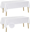 Fokitut 2 Pack Waterproof Rectangle Tablecloth, 60x120 Inch,Stain Resistant and Wrinkle Polyester Table Cloth, Fabric Table Cover for Kitchen Dining, Wedding, Party, Holiday Dinner-White
