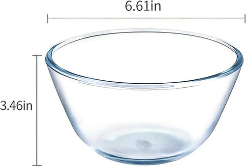 1.05L (35oz) Clear Glass Shallow Bowls 6in - Flat Bottom, Microwave/Oven Safe for Kitchen