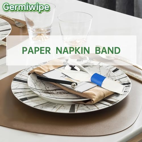 Germiwipe 2500 Pcs Blue Paper Napkin Rings Self-Adhesive,Napkin Bands,Silverware Wraps Bands for Wedding, Family Reunion, Birthday Party