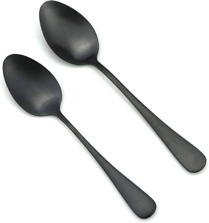 JASHII Modern Royal 5 Pcs Matte Black 18/10 Stainless Steel Utensils Cutlery Dinnerware Set w/Drinking Straw, Knife Fork and Spoon Flatware Set for Wedding Festival Christmas Party Service for 1
