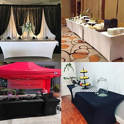 LZY Spandex Table Covers 6 Feet, Stretch/Fitted Table Covers for 6 Feet Folding Table, Rectangular Spandex Table Cloths for Wedding Party or Event (6FT-2PCS, Burgundy)