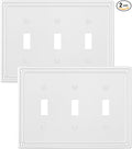 2-Pack Triple Toggle Light Switch Cover Plate, Pearls Decorative Switch Plate Covers, Pure White 3 Gang Metal Wall Plate, Corrosion Resistant