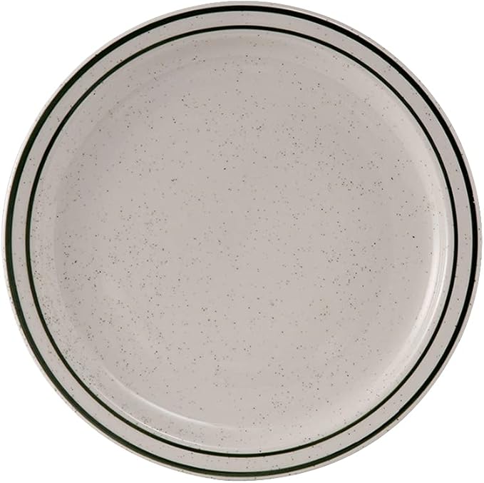 Tuxton China TES-008 Plate, 9" Diameter, Round, Narrow Rim, Microwave and Dishwasher Safe, Oven Proof, Fully Vitrified, Ceramic, TuxCare, Healthcare, Emerald, Pack of 24
