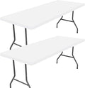 Spandex 6 Foot Rectangle Table Cloth 2 Pack, Elastic Fitted Tablecloths for Picnic, Stretch Washable Patio Table Cover for Outdoor, Camping, Banquet and Parties (White, 36"x72")