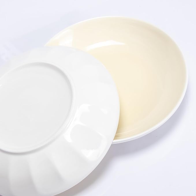 Set of 6 Dinner Plates 8 Inch, Yellow Porcelain Plates, Microwave Oven Dishwasher Safe Scratch Resistant (Yellow, 8 inch)