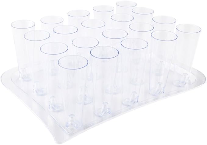 Restaurantware 4.5 Ounce Plastic Straight Wall Shooter Glasses 100 Tall Cocktail Glasses- Trays Sold Separately Clear Plastic Clear Champagne Glasses For Mimosas Sparkling Wines And Champagne