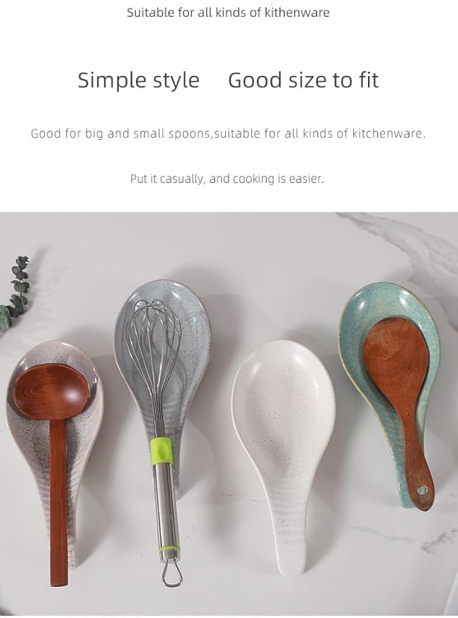 Spoon Rest for Stove Top, Ceramic Spoon Holder Large 9 Inches, Spault Rest for Kitchen Counter Coffee Spoon Holder Cooking Utensil Rest, Farmhouse Kitchen Décor, Christmas Gift, Green
