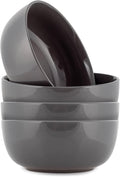 Elanze Designs Bistro Glossy Ceramic 6.5 inch Dinnerware Bowls Set of 4 - Perfect for Everyday uses from Soup, Pasta, Salad, Cereal, Ice cream, Ramen and Pho, Charcoal Grey