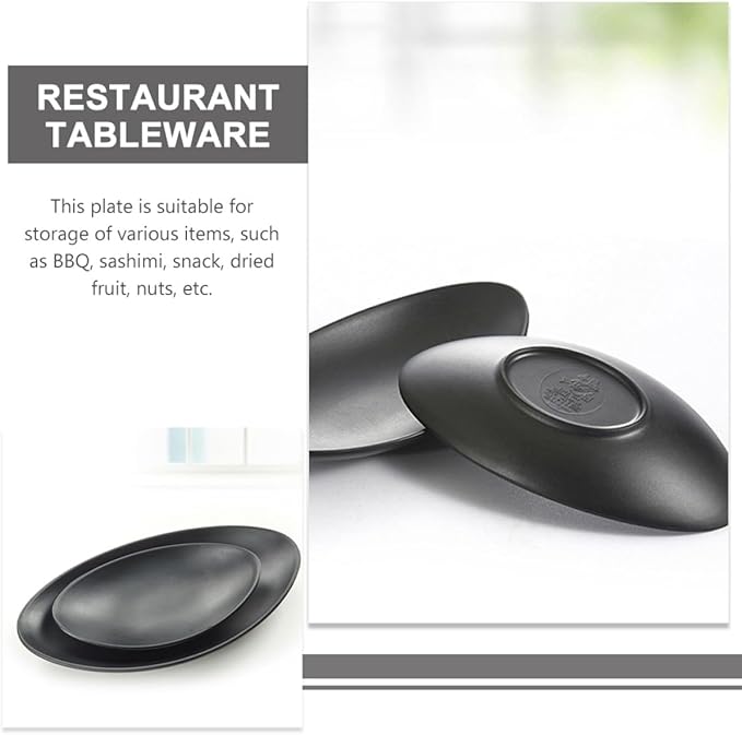 2Pcs Black Melamine Decorative Food Plates for Sushi and Dessert Wear-resistant Japanese-style Serving Trays for Parties Restaurants and Family Gatherings