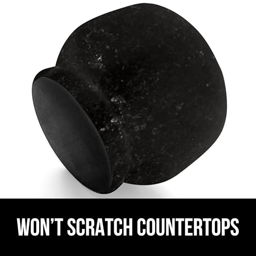 GORILLA GRIP Heavy Duty Mortar and Pestle Set with Slip Resistant Base, 100% Granite Stone Molcajete Guacamole Bowl, Grind Seeds Spices, Crush Garlic, Kitchen Muddler for Fresh Herbs, 1.5 Cup, Black