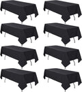 8 Pack Black Tablecloth 60 x 126 Inch Rectangular Table Cloth for 8 Foot Rectangle Tables, Wrinkle Resistant Washable Polyester Fabric Table Covers for Wedding Party Banquet Buffet