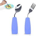 Adaptive Utensils Set for Hand Tremors,Arthritis and Parkinsons -Weighted Silverware with Non-Slip Handle to Easy Grip,Eating Flatware for Elderly Use (Left Hand 1fork+1spoon=1set,Purple)
