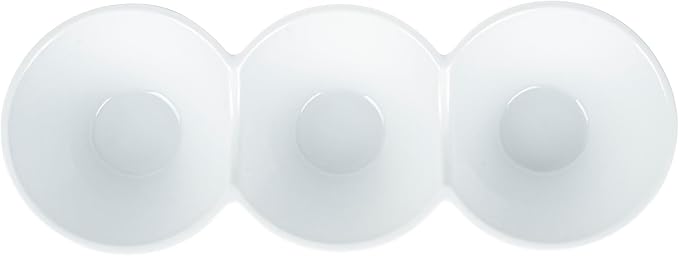 Restaurantware-13.4 x 4.9 x 2.3 Inch Triple Dip Bowls, 1 Microwavable Condiment Server - 3 Compartments, Microwavable, White Porcelain Dip Tray, Dishwashable, For Snacks, Condiments, Or Toppings