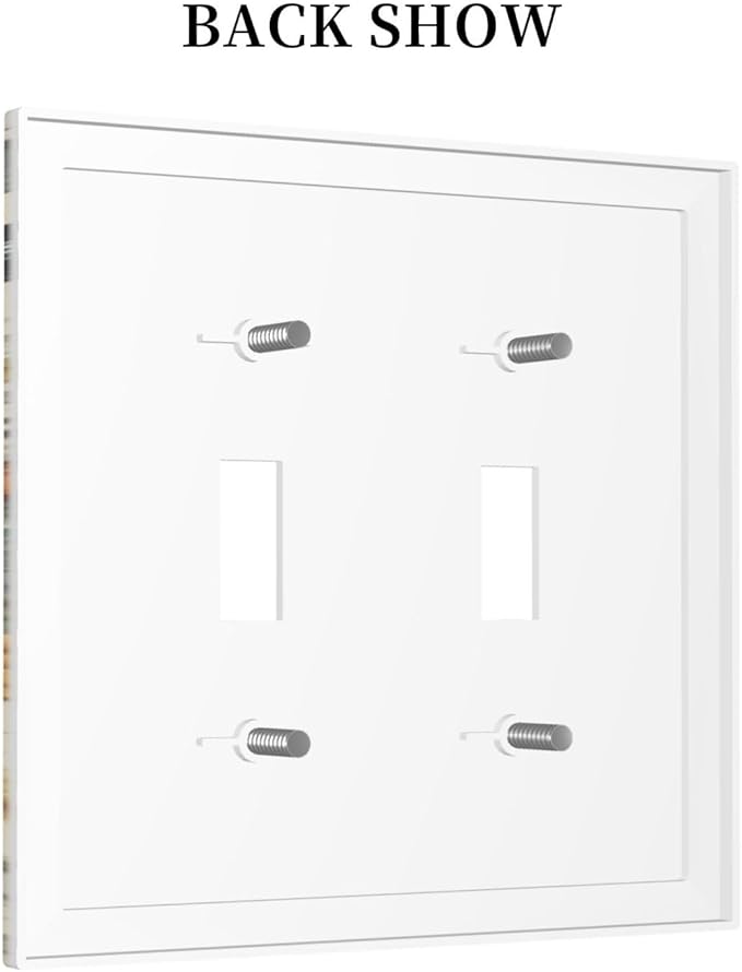 Decorative Light Switch Cover Vintage Colorful Floral Butterfly Flowers 2 Gang Wall Plate Double Toggle Switch Plate Receptacle Electrical Outlet Cover Switchplate for Bathroom Bedroom（2 Pack）