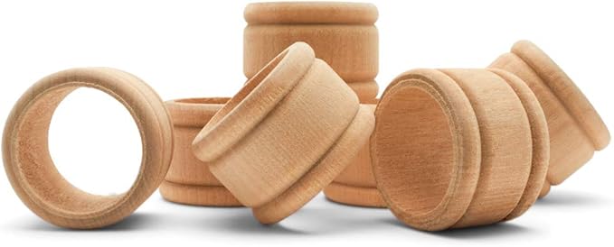 Unfinished Wood Napkin Rings Set of 24, 1-3/4 Inch Wooden Napkin Rings for Decorating and Crafting, Colonial Style, by Woodpeckers