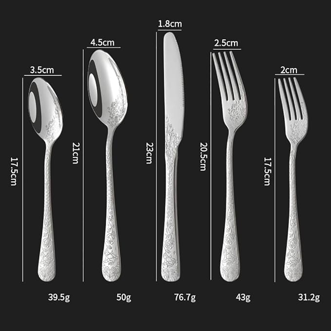 20-piece flowers TWEE Silverware Set for 4, Palace Style Stainless Steel Flatware Cutlery Serving Utensils, Eating Tableware for Home Kitchen Hotel Restaurant, Mirror Polished