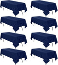 8 Pack Navy Blue Tablecloth 60 x 126 Inch Rectangular Table Cloth for 6 Foot Rectangle Tables, Wrinkle Resistant Washable Polyester Fabric Table Covers for Wedding Party Banquet Buffet and Camping