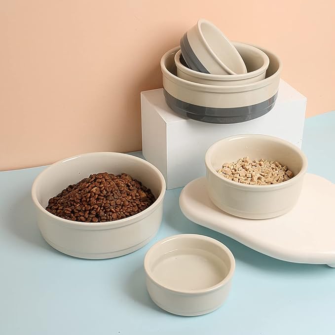 Sweejar Dog Bowl, Ceramic Dog Food Dish for Medium Dogs and Cat, Heavy Duty Porcelain Pet Bowl for Canned Food and Water 38 Fl Oz （White）
