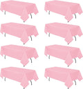 8 Pack Pink Tablecloth 60 x 102 Inch Rectangular Valentine’s Day Table Cloth for 6 Foot Rectangle Tables, Wrinkle Resistant Washable Polyester Fabric Table Covers for Wedding Party Banquet Buffet