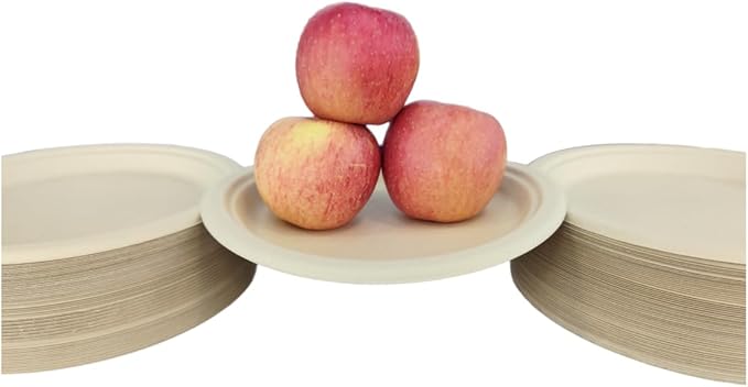 Compostable Paper Plates, 9 Inch, 125 Pack