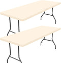 Spandex 6 Foot Rectangle Table Cloth 2 Pack, Elastic Fitted Tablecloths for Picnic, Stretch Washable Patio Table Cover for Outdoor, Camping, Banquet and Parties (Champagne, 36"x72")
