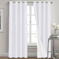 PrinceDeco Blackout Curtains 90 Inches Long 2 Panels Set for Bedroom Living Room Thermal Insulated Textured Curtains with White Liner Grommet Window Curtains,W52 x L90, Pure White