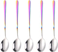 5-pieces Soup Dinner Spoon 8-Inch Rainbow Metal Korean Spoon Stainless Steel Table Spoons by Buyer Star