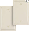 Henne Bery Modern Edge Decorative Wall Plate Switch Plate Outlet Cover, Durable Solid Zinc Alloy (Single Blank 2PK, Light Almond)