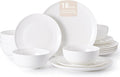 KINGSTONE Bone China Dinnerware Sets, 18-Piece Dinnerware Set for 6, Lightweight Durable, Microwave and Dishwasher Safe, Tableware for Daily Use with Elegant Design, White