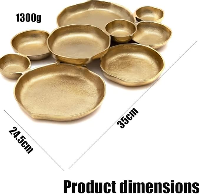 Cluster Serving Tray for Charcuterie – 9 Piece Decorative Bowls Set for Entertaining, Elegant Appetizer Platter with Connected Snack Bowls, Modern Luxury Centerpiece (Gold)