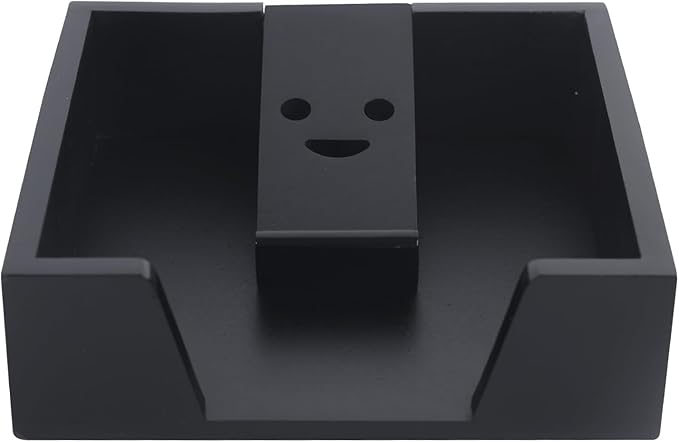 Bamboo Flat Napkin Holder with Weighted Arm Decorative Napkin Tray Dispenser for Table Kitchen Bathroom Dinning (black)