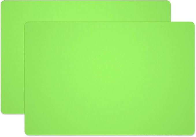 Silicone Placemats, Food-Grade Non-Slip Waterproof, Dining, Stain Resistant, Countertop Protector, Kitchen Counter Mat, Heat Resistant, Baking mat Dishwasher Safe (23.6"×15.7"-2pack, Green)
