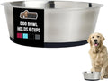 GORILLA GRIP Set of 2 Dog Bowls, Holds 6 Cups (48 fl oz), Heavy Duty Metal Food and Water Bowl for Feeding Dogs and Cats, Dishwasher Safe, Rust Resistant Stainless Steel, BPA Free Rubber Base, Black